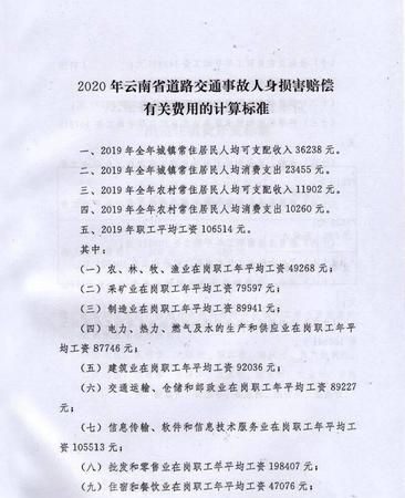 2021广东交通事故赔偿标准明细表